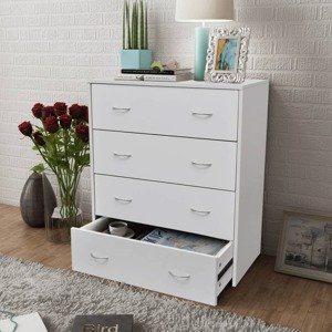 vidaXL Skrinka so 4 zásuvkami 60x30,5x71 cm, biela