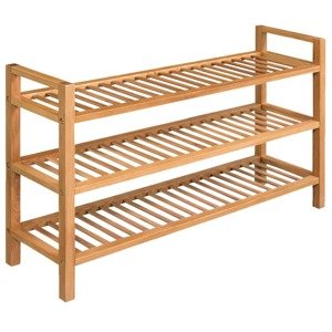 vidaXL Regál na topánky s 3 policami 100x27x60 cm, dubový masív