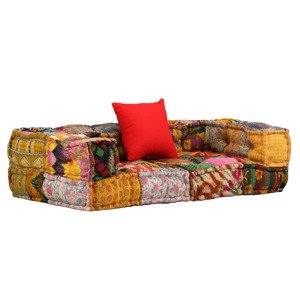 vidaXL 2-miestna modulárna taburetka, patchwork, látka