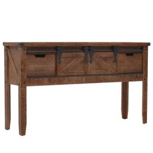 vidaXL Konzolový stolík z jedľového dreva 131x35,5x75 cm hnedý