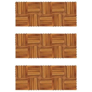 vidaXL Akáciová sada podlahových krytín s vertikálnym vzorom 30x30 cm 30 ks