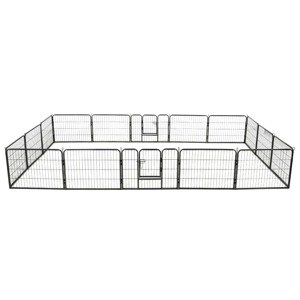 vidaXL Ohrádka pre psov so 16 panelmi, oceľová 60x80 cm čierna