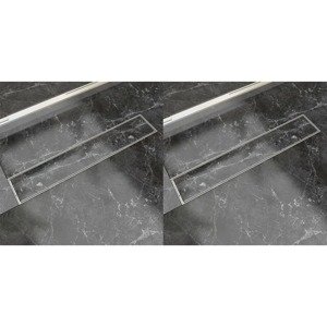 vidaXL Rovný sprchový odtok 2 ks 630x140 mm nehrdzavejúca oceľ