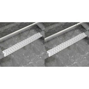 vidaXL Rovný sprchový odtok s líniami 2 ks 830x140 mm nehrdzavejúca oceľ