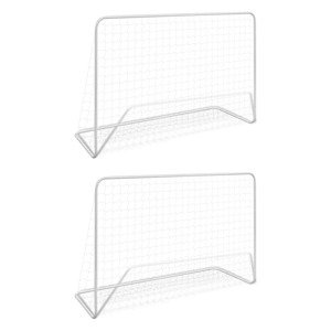 vidaXL Futbalové bránky so sieťami 2 ks 182x61x122 cm oceľové biele