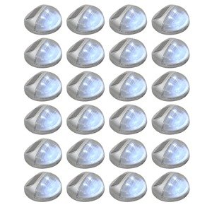 vidaXL Vonkajšie solárne nástenné LED lampy 24 ks okrúhle strieborné