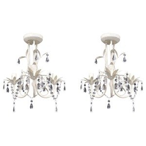 vidaXL Kryštálové závesné stropné lustre 2 ks elegantná biela