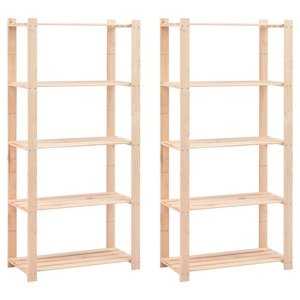 vidaXL Regály s 5 policami 2 ks 80x38x170 cm borovicový masív 250 kg