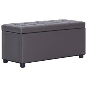 vidaXL Taburetka s úložným priestorom 87,5 cm, sivá, umelá koža