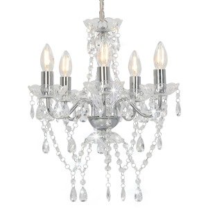 vidaXL Luster s krištálikmi, strieborný, okrúhly 5 x E14