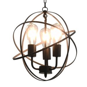 vidaXL Závesná lampa čierna okrúhla 3 x E27 žiarovky