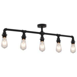 vidaXL Stropná lampa čierna 5 x E27 žiarovky