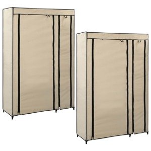vidaXL Skladacie šatníky 2 ks krémové 110x45x175 cm látkové
