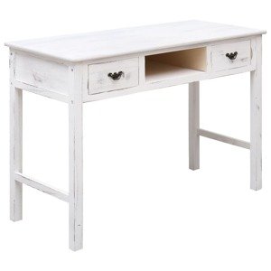 vidaXL Konzolový stolík starožitný biely 110x45x76 cm drevený