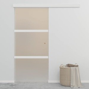 vidaXL Posuvné dvere ESG sklo a hliník 90x212 cm strieborné