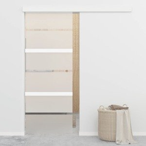 vidaXL Posuvné dvere ESG sklo a hliník 76x205 cm strieborné