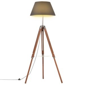 vidaXL Lampa na statíve medovo-hnedá a čierna 141 cm teakový masív