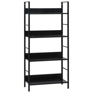 vidaXL Knižnica so 4 policami čierna 60x27,6x124,5 cm drevotrieska