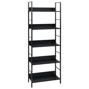 vidaXL Knižnica s 5 policami čierna 60x27,6x158,5 cm drevotrieska