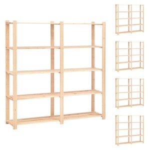 vidaXL Regály s 5 policami 5 ks 170x38x170 cm borovicový masív 500 kg