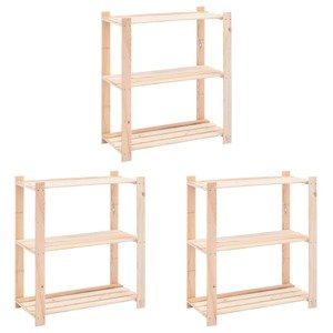 vidaXL Regály s 3 policami 3 ks 80x38x90 cm borovicový masív 250 kg