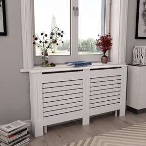 vidaXL Kryty na radiátor 2 ks, biele 152x19x81,5 cm, MDF