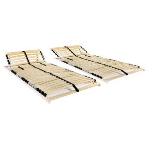 vidaXL Lamelové posteľné rošty 2 ks s 28 lamelami a 7 zónami 90x200 cm
