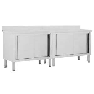 vidaXL Pracovné stoly s posuvnými dvierkami 2ks 240x50x(95-97)cm, oceľ