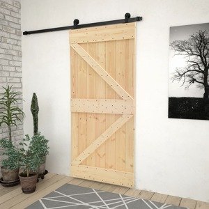 vidaXL Posuvné dvere s kovaním 80x210 cm, borovicový masív
