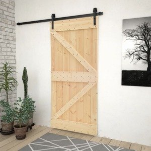 vidaXL Posuvné dvere s kovaním 80x210 cm, borovicový masív