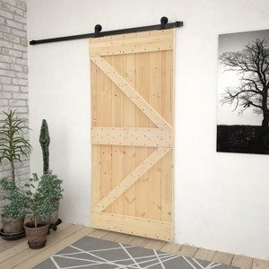 vidaXL Posuvné dvere s kovaním 90x210 cm, borovicový masív