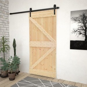 vidaXL Posuvné dvere s kovaním 90x210 cm, borovicový masív