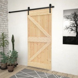 vidaXL Posuvné dvere so sadou kovania 90x210 cm masívne borovicové drevo