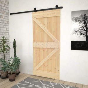 vidaXL Posuvné dvere s kovaním 100x210 cm, borovicový masív