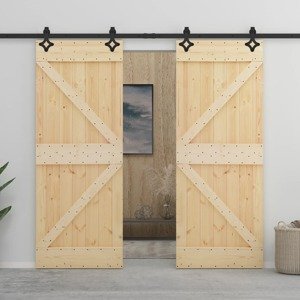 vidaXL Posuvné dvere s kovaním 80x210 cm, borovicový masív