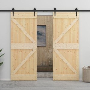 vidaXL Posuvné dvere so sadou kovania 90x210 cm masívne borovicové drevo