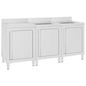 vidaXL Gastro kuchynský drez so skrinkou 180x60x96 cm nehrdzavejúca oceľ