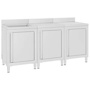 vidaXL Gastro kuchynský drez so skrinkou 180x60x96 cm nehrdzavejúca oceľ