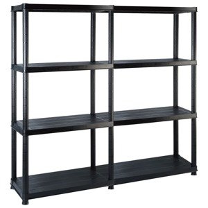 vidaXL Regál so 4 úložnými poličkami čierny 122x30,5x130 cm plastový