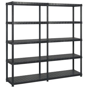 vidaXL Regál s 5 úložnými poličkami čierny 183x45,7x185 cm plastový