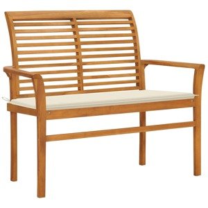 vidaXL Záhradná lavička a krémová podložka 112 cm teakový masív