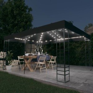 vidaXL Altánok s LED reťazou 3x4 m, antracitový