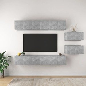 vidaXL 8-dielna súprava TV skriniek sivá drevotrieska