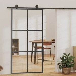 vidaXL Posuvné dvere s kovaním ESG sklo a hliník 102x205 cm