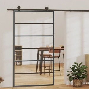 vidaXL Posuvné dvere s kovaním ESG sklo a hliník 102x205 cm
