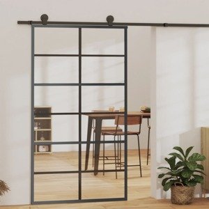 vidaXL Posuvné dvere s kovaním ESG sklo a hliník 102x205 cm