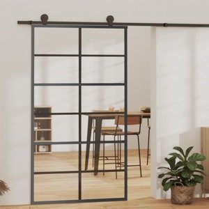 vidaXL Posuvné dvere s kovaním ESG sklo a hliník 102x205 cm