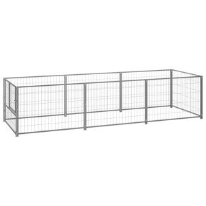 vidaXL Koterec pre psy strieborný 3 m² oceľ