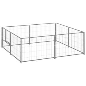 vidaXL Koterec pre psy strieborný 4 m² oceľ