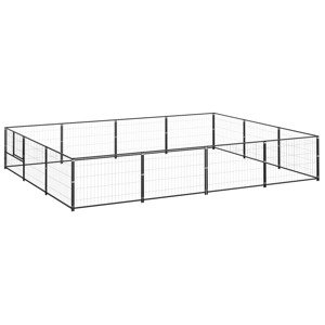 vidaXL Koterec pre psy čierny 12 m² oceľ